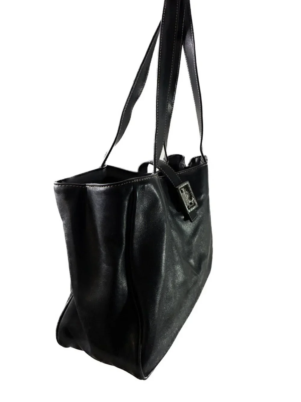 Vintage Lauren Ralph Lauren Black Glove Leather Shopper Tote Bag
